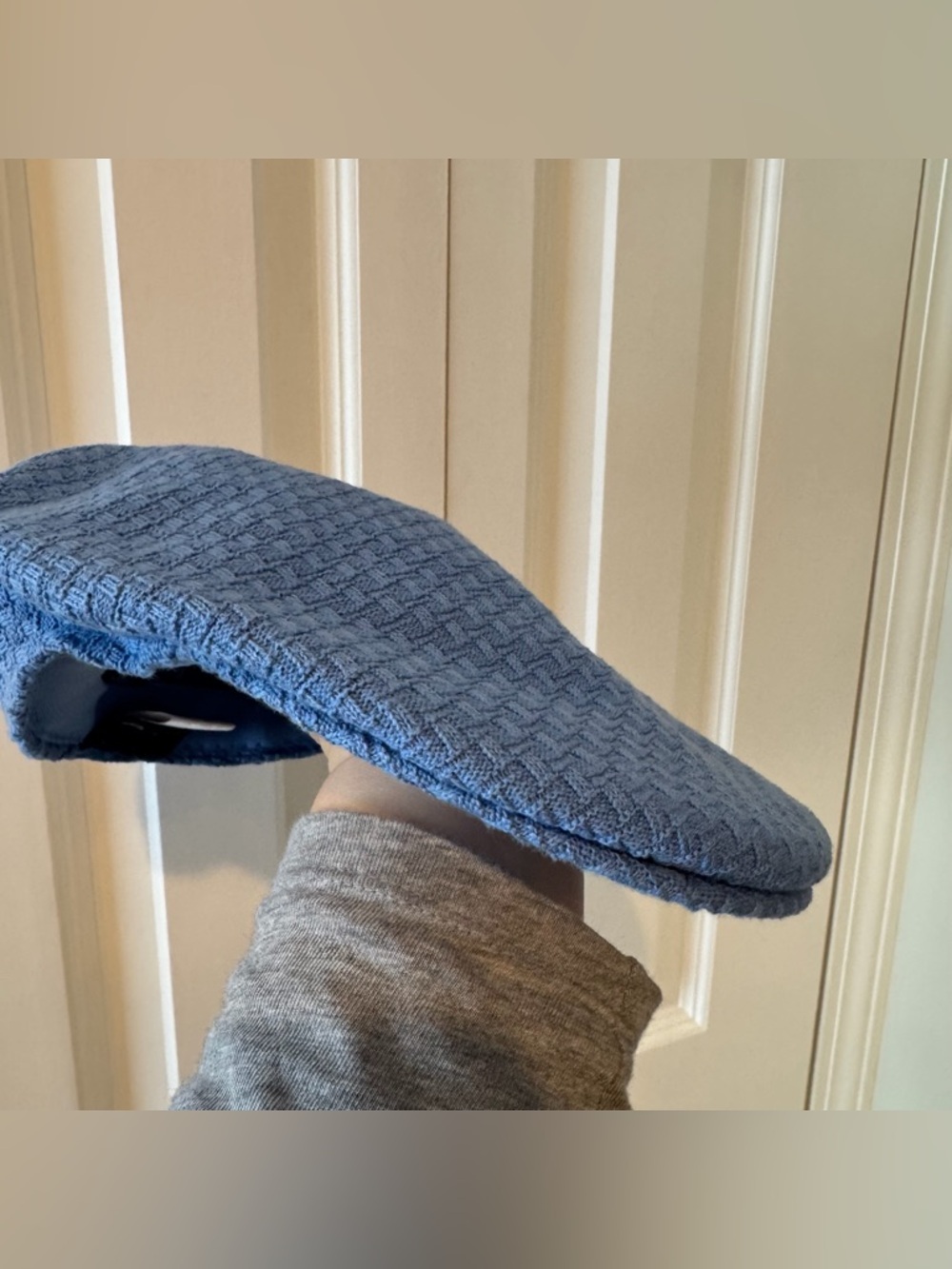 Kangol 504 flat cap in indigo waffle texture